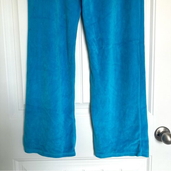 Y2K PINK VS Large Blue Velour Flare Blue Bling Track Sweatpants Plush 2000’s VTG - Picture 9 of 11